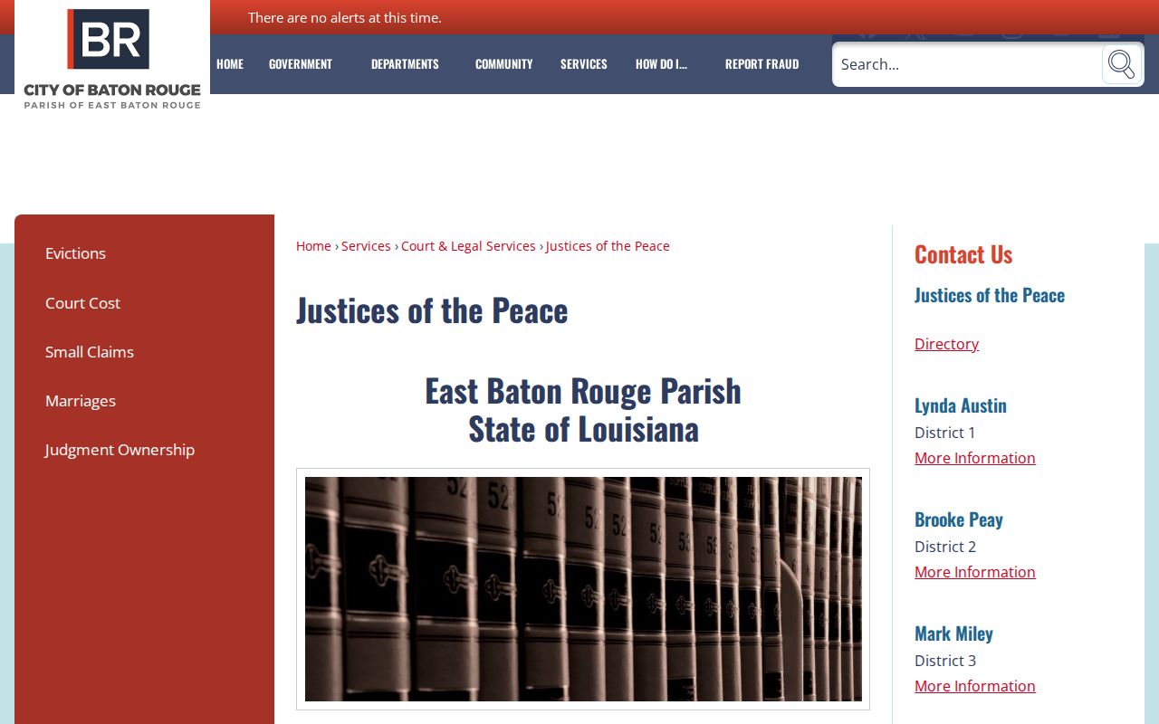 East Baton Rouge Parish docket search Justice of the Peace directory