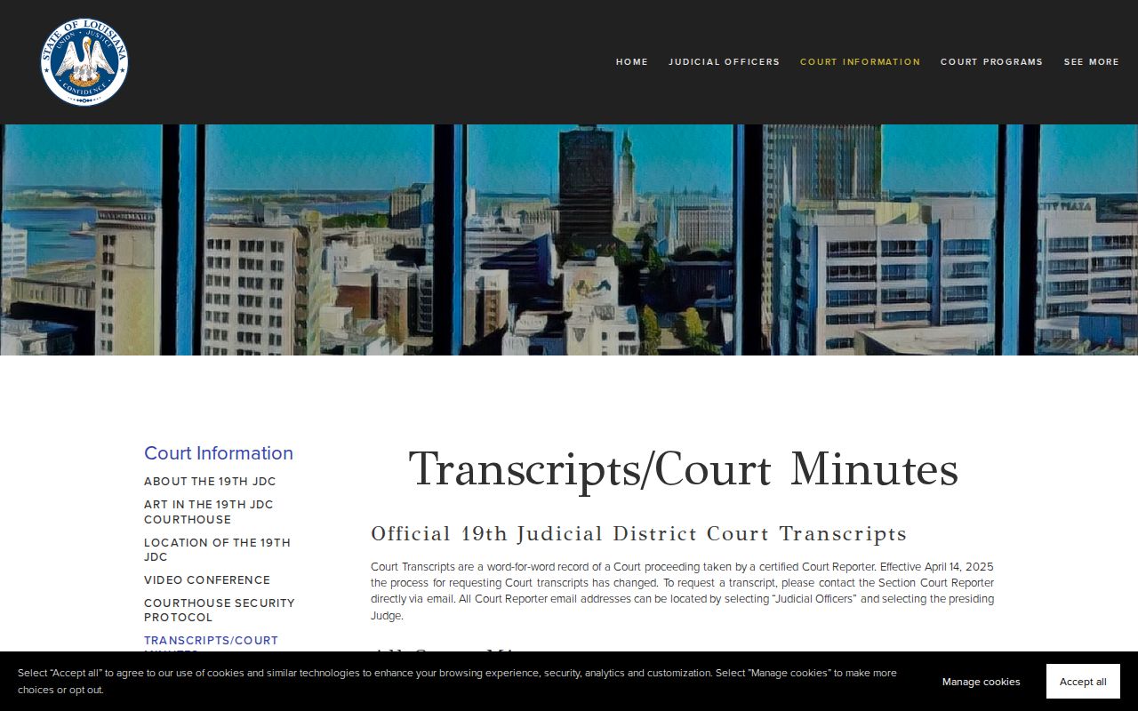 East Baton Rouge Parish civil docket minutes and transcripts record guidance