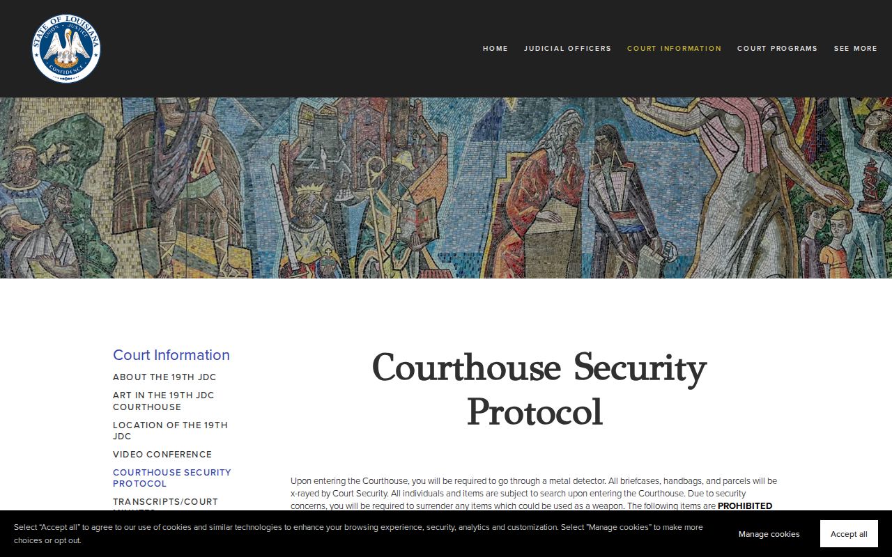 East Baton Rouge Parish court records courthouse security guidance