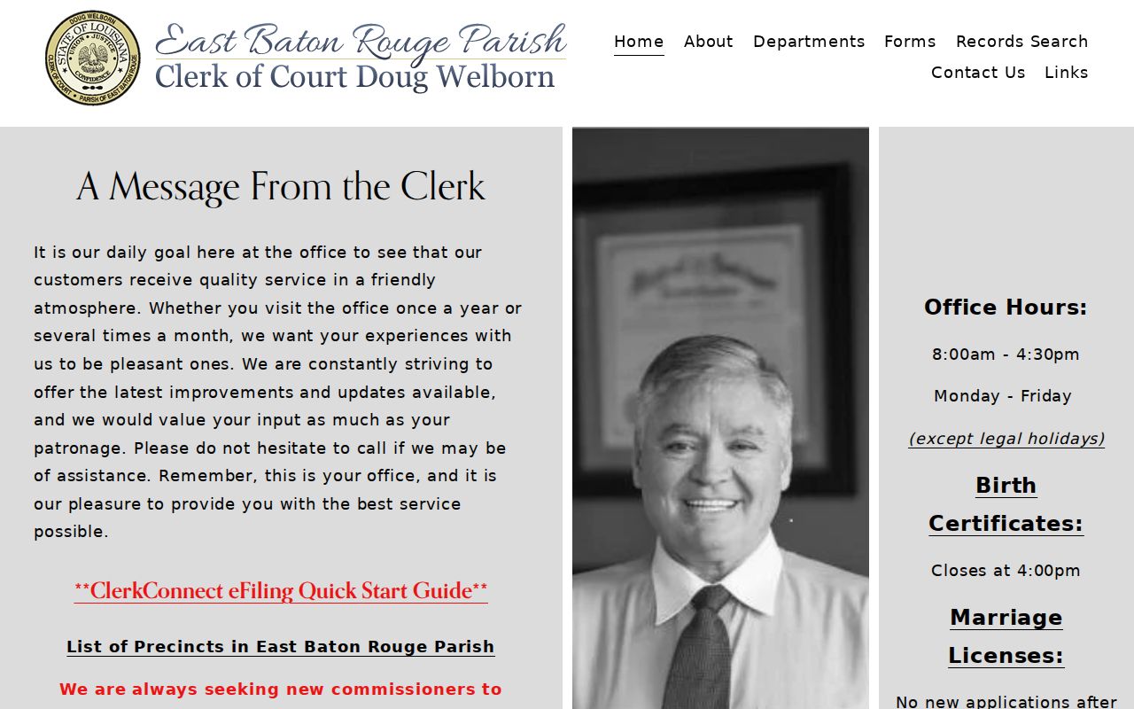 East Baton Rouge Parish court docket clerk homepage and public records access