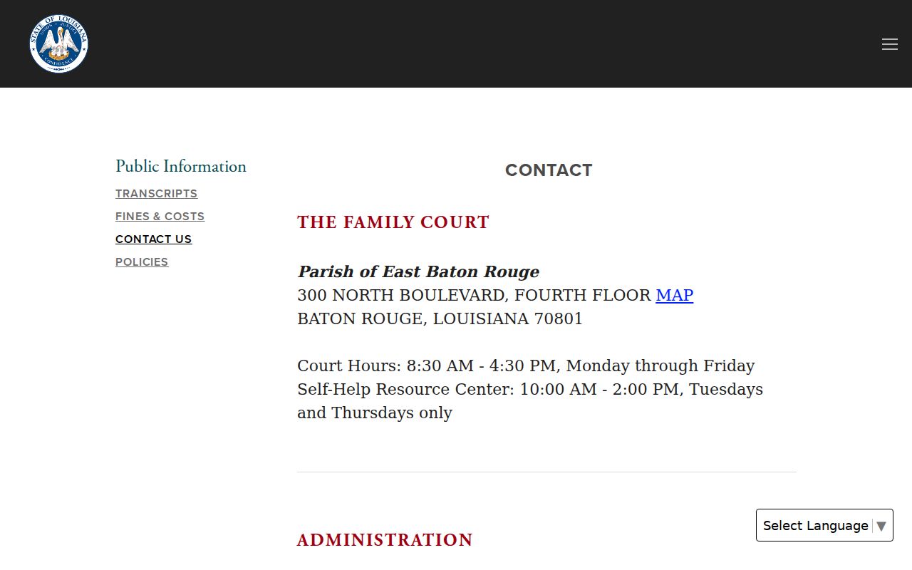East Baton Rouge Parish court docket Family Court divisions and contact information