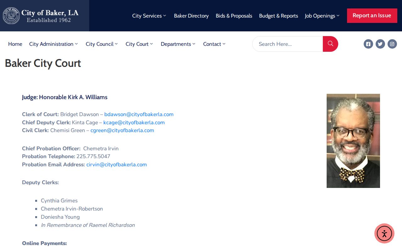 East Baton Rouge Parish traffic court records Baker City Court information